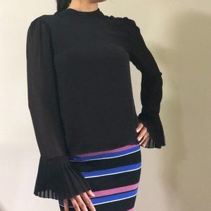 Ali & Jay Black Silky Blouse with flutter sleeves